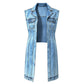 🎉NEW HOT SALE — Over 58K Sold! 💞 Women Sleeveless High Slit Denim Vest Dress Longline Jean Jacket
