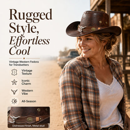 🎁2026 New Arrivals 50% OFF💥💥Vintage Wide-Brim Cowboy Hat with Adjustable Strap – Timeless Western Style & Perfect Sun Protection 🌵✨