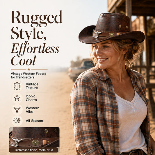 🎁2026 New Arrivals 50% OFF💥💥Vintage Wide-Brim Cowboy Hat with Adjustable Strap – Timeless Western Style & Perfect Sun Protection 🌵✨