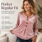 ⌛Limited-Time Offer-Women's Casual Long-Sleeve Velvet Blouse with an Elegant V-Neck