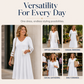 💯High quality☀️👗Top Pick - V-Neck Midi Dress – Relaxed Fit & Soft Drape for Any Occasion