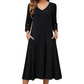 💯High quality☀️👗Top Pick - V-Neck Midi Dress – Relaxed Fit & Soft Drape for Any Occasion