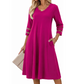 💯High quality☀️👗Top Pick - V-Neck Midi Dress – Relaxed Fit & Soft Drape for Any Occasion