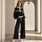 🔥New Arrivals🔥Best Sellers💝Women’s Striped Patchwork Hoodie and Wide-Leg Trousers Set