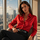 ✨ Elevated Everyday Style | Women's Silky Satin Button-Down Long-Sleeve Shirt