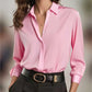 ✨ Elevated Everyday Style | Women's Silky Satin Button-Down Long-Sleeve Shirt