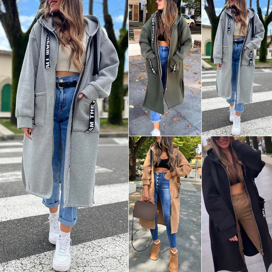 ⌛Limited-Time Offer🧥New This Season - Long Zipper Hoodie with Pockets - Versatile, Warm, and Comfortable