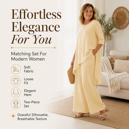 ⏰Last Day 60% Off💃Women's Chic Asymmetrical Top & Wide-Leg Pants Set