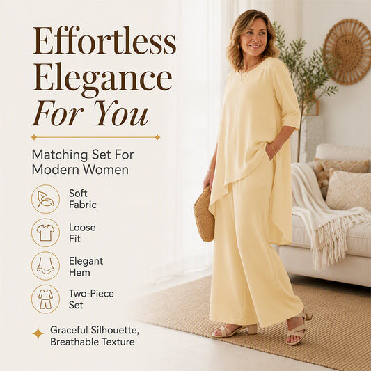 ⏰Last Day 60% Off💃Women's Chic Asymmetrical Top & Wide-Leg Pants Set