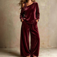 ⭐Women's Off-Shoulder Top & Wide-Leg Pants Set– Effortless Chic Meets Everyday Comfort