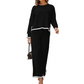 Women’s Casual Crewneck Top and Wide-Leg Pants Set