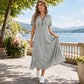 ⌛Limited-Time Offer-Women's Casual Solid Color Zipper Maxi Dress