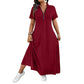 ⌛Limited-Time Offer-Women's Casual Solid Color Zipper Maxi Dress