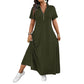 ⌛Limited-Time Offer-Women's Casual Solid Color Zipper Maxi Dress
