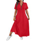 ⌛Limited-Time Offer-Women's Casual Solid Color Zipper Maxi Dress