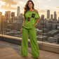Women's Off Shoulder Top & Wide Leg Pants
