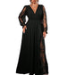🌸 Elegant Detail | Women's V-Neck Lace Patchwork A-Line Maxi Dress
