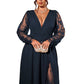 🌸 Elegant Detail | Women's V-Neck Lace Patchwork A-Line Maxi Dress