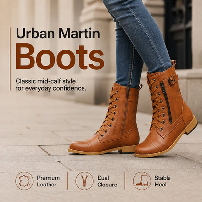 👢 Stable Steps, Easy Zip | Women's Round-Toe Chunky-Heel Martin Boots