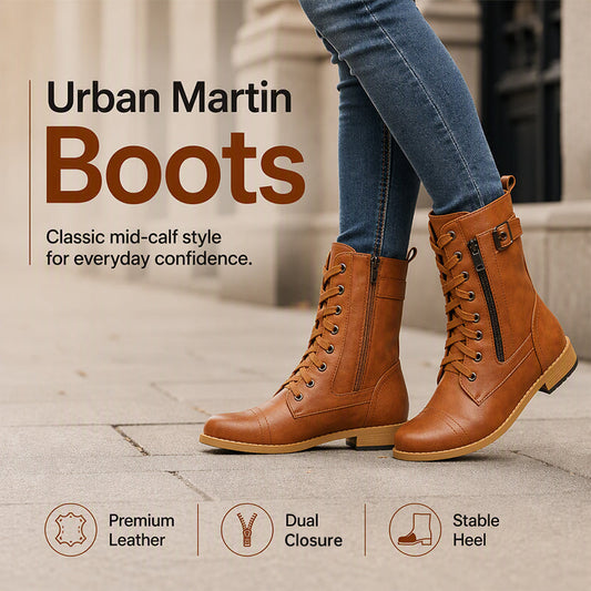 👢 Stable Steps, Easy Zip | Women's Round-Toe Chunky-Heel Martin Boots