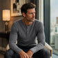 💪 Built to Flatter & Move | Men's Stretch-Rib Slim-Fit Henley Shirt