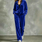 Women's Velour Hooded Tracksuit 2 Piece Set
