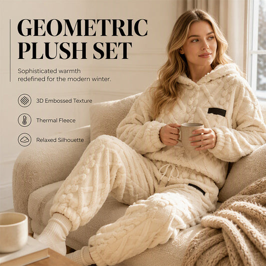 💖 Premium Comfort | Women's Plush Textured Hoodie & Pants 2-Piece Set