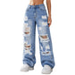 ⏰ Last Day Sale 58% Off | Women's Distressed High-Rise Wide-Leg Jeans
