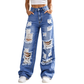 ⏰ Last Day Sale 58% Off | Women's Distressed High-Rise Wide-Leg Jeans