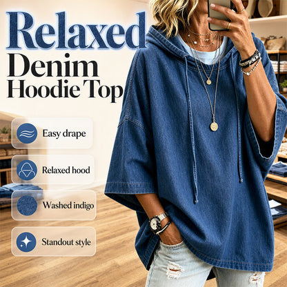 ✨ Easy Everyday Comfort | Women's Relaxed Hooded Denim Pullover