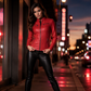 ✨ Elevated Moto Style | Women's Slim-Fit Quilted-Shoulder Faux Leather Jacket