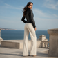✨ Elevated Moto Style | Women's Slim-Fit Quilted-Shoulder Faux Leather Jacket