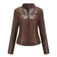 ✨ Elevated Moto Style | Women's Slim-Fit Quilted-Shoulder Faux Leather Jacket