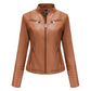✨ Elevated Moto Style | Women's Slim-Fit Quilted-Shoulder Faux Leather Jacket