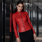 ✨ Elevated Moto Style | Women's Slim-Fit Quilted-Shoulder Faux Leather Jacket