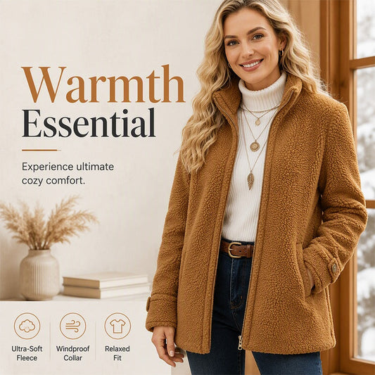 ❄️ Cold-Weather Comfort | Women's Warm Sherpa Fleece Full-Zip Jacket
