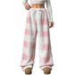 ☁️ Feel-Good Comfort | Women's Plush Plaid Wide-Leg Trousers