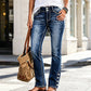 💖 Latest Design | Women's Stretch Slim-Fit Jeans with Button-Hem Detail