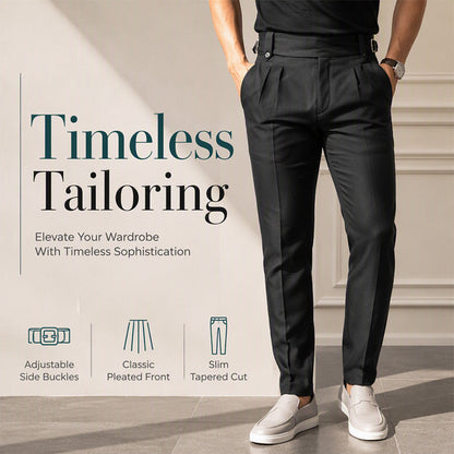 ✨ Timeless Comfort | Men's Pleated Slim-Tapered Pants with Side Adjusters