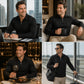 ✨ Polished Comfort | Men's Textured Half-Zip Long-Sleeve T-Shirt