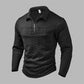 ✨ Polished Comfort | Men's Textured Half-Zip Long-Sleeve T-Shirt
