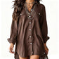 🌿 Easy, Breezy Comfort | Women's Cotton-Linen Long-Sleeve Shirt Dress