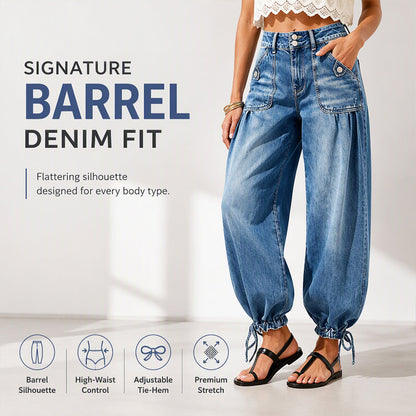 👖 Shape It Your Way | Women's High-Waisted Adjustable-Hem Barrel Jeans