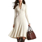 💖 Flattering Fit, Easy Comfort | Women's Ribbed Knit Half-Zip Slim-Fit Dress