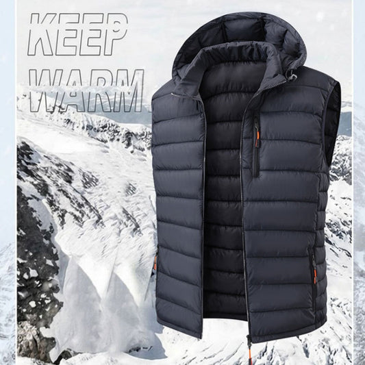❄️ Cold-Weather Comfort | Men's Padded Vest with Detachable Hood ⚡ Free Shipping