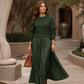 🌸 Effortless Elegance | Women's Pleated Round-Neck Maxi Dress
