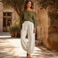 💖 Latest Design | Women's Off-Shoulder Knit Top & Relaxed Pants 2-Piece Set