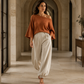 💖 Latest Design | Women's Off-Shoulder Knit Top & Relaxed Pants 2-Piece Set