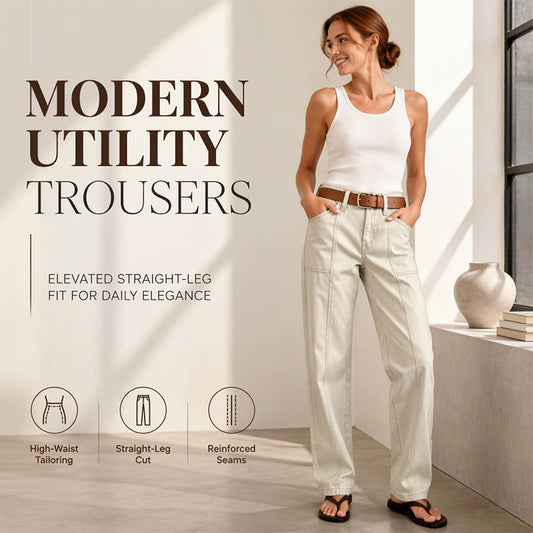 ✨Tailored Comfort | Women's Straight-Leg Utility Trousers with Reinforced Seams