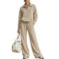 💖 One Set, Endless Ease | Women's Half-Zip Top & Wide-Leg Pants 2-Piece Set⚡Free shipping